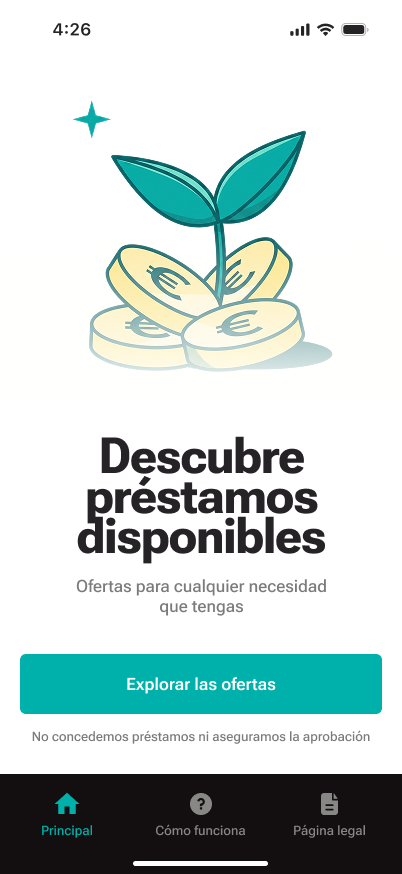 Pantalla principal de la aplicación